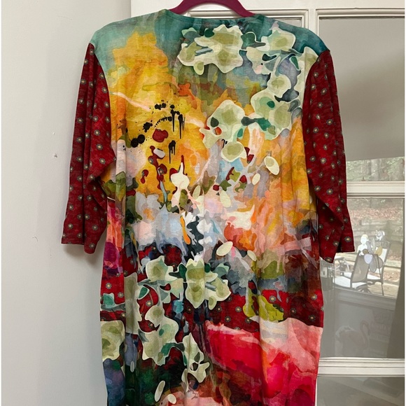 Amma Design Tunic Top 3/4 Sleeves XL Boho Multicolored - Picture 2 of 3